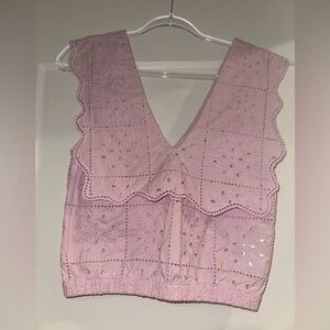 Ganni Pink Eyelet Blouse